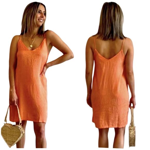 Nation LTD Penelope V Back Slip Dress in Tangerine SZ M $179 - Picture 2 of 11